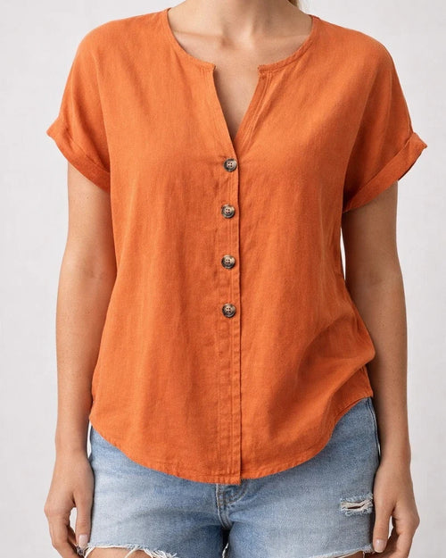 New Summer Women's Button-Down V-Neck Batwing Sleeve T-Shirt | JRSEE:18fae12a-d74c-49d1-897a-59fca4782faa