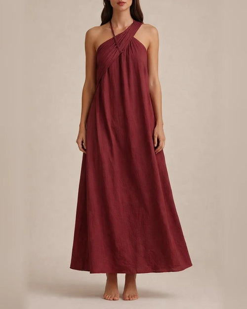 New Summer Women’s Fashionable Sleeveless Off-the-Shoulder Backless Solid-Color Dress | JRSEE:b208e765-4927-443f-96ac-2b4f22b99c97