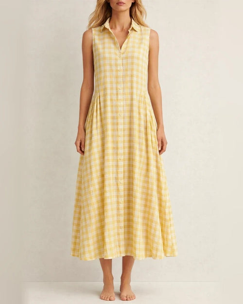 New Summer Women's Loose-Fit Sleeveless Checkered Dress | JRSEE:d5644cfc-0e72-45d2-8eb4-457929bad1cd