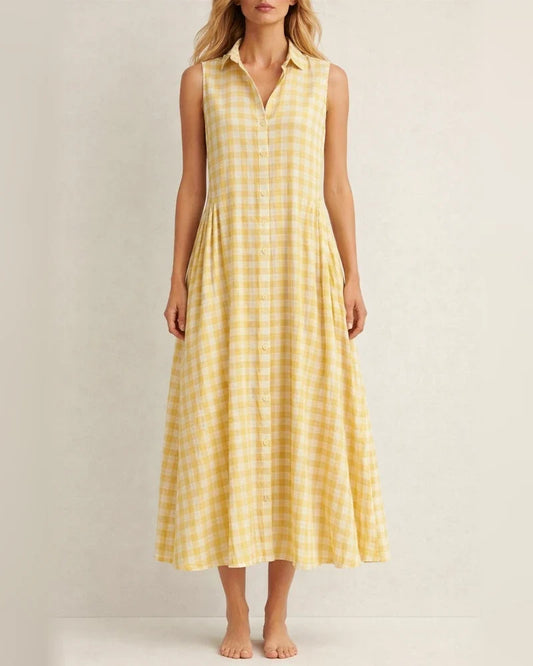 New Summer Women's Loose-Fit Sleeveless Checkered Dress | JRSEE:d5644cfc-0e72-45d2-8eb4-457929bad1cd