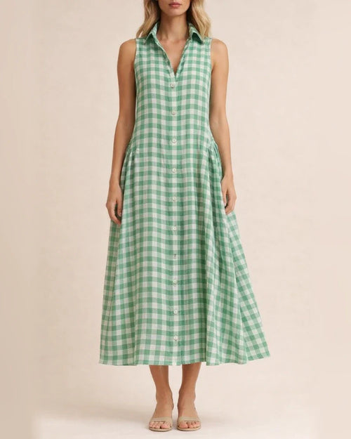 New Summer Women's Loose-Fit Sleeveless Checkered Dress | JRSEE:1588cc75-dcd9-4013-bef1-c2a0cbadc970