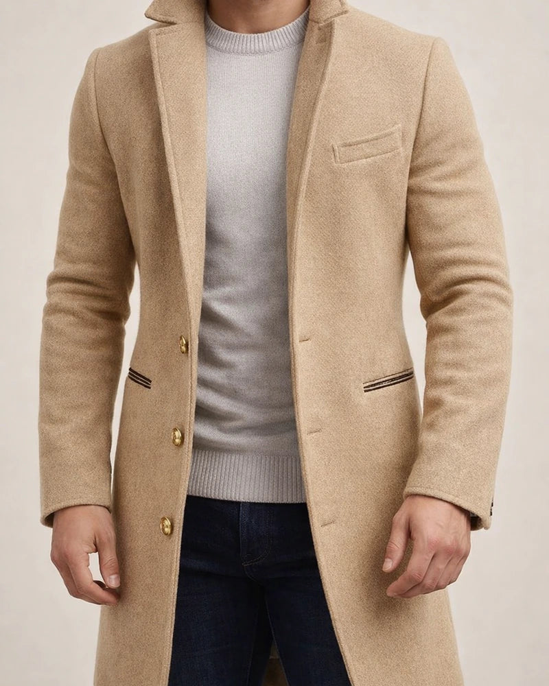 New Tweed Coat Men's Tweed Medium-length Windbreaker Jacket | JRSEE:7736b889-ccce-40df-9766-6d33a1a566c9