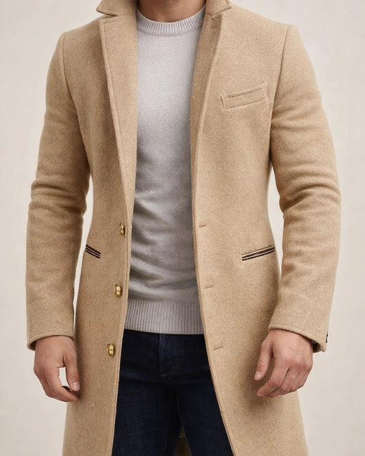 New Tweed Coat Men's Tweed Medium-length Windbreaker Jacket | JRSEE:7736b889-ccce-40df-9766-6d33a1a566c9