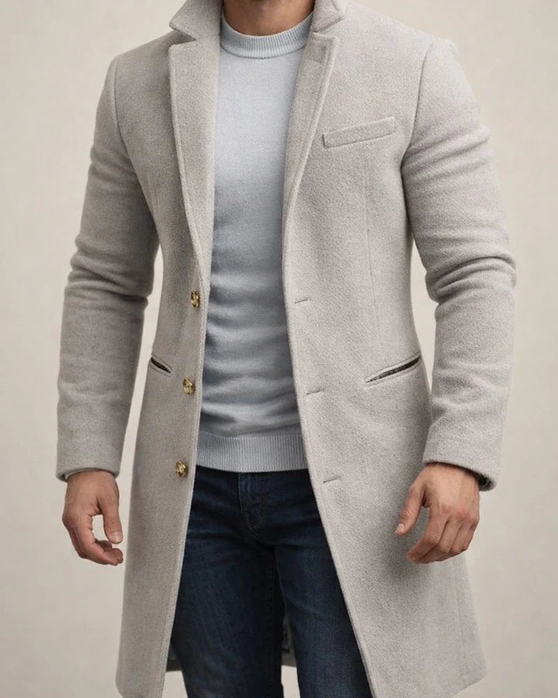 New Tweed Coat Men's Tweed Medium-length Windbreaker Jacket | JRSEE:fd56acdf-6cee-41a7-88cc-430649f8972e
