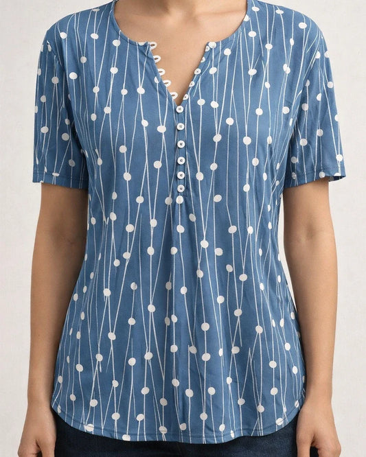 New Wave V-neck Print Shirt Bottoming Shirt Tops for Women | JRSEE:586f3b88-7389-455f-8891-e070a6a3aeef