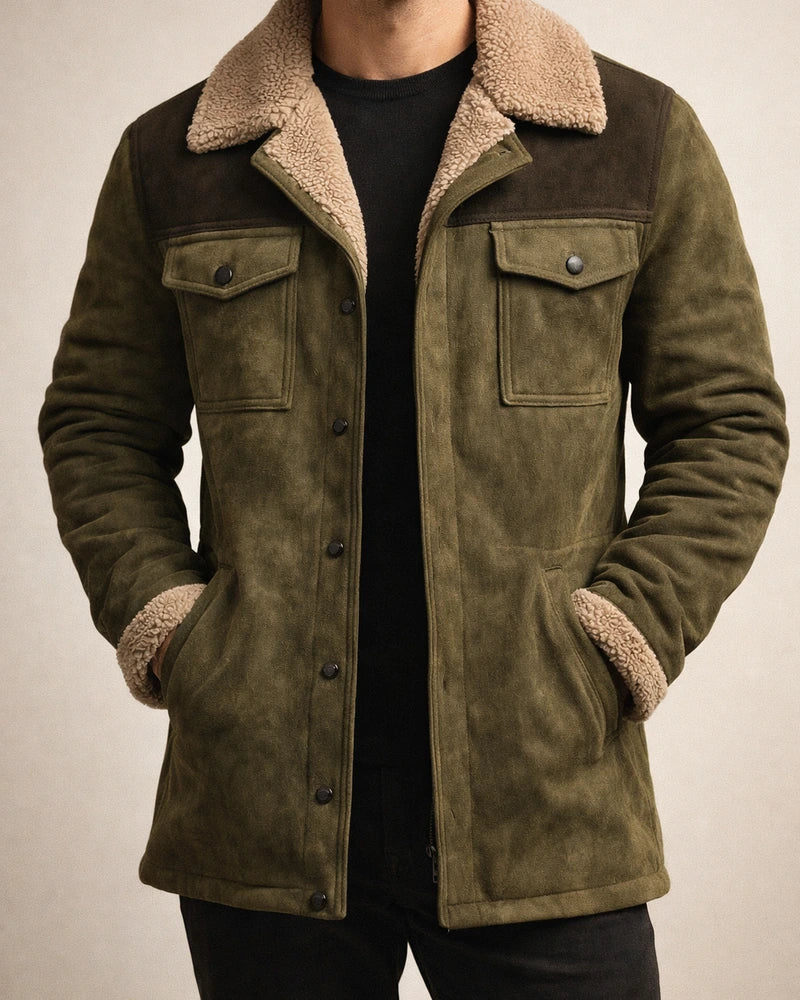 New Winter Men's Retro Suede Splicing Lapel Jacket Coat | JRSEE:1dfdca8a-8429-45a6-8377-4be0f3945785