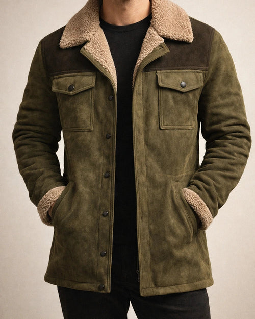 New Winter Men's Retro Suede Splicing Lapel Jacket Coat | JRSEE:1dfdca8a-8429-45a6-8377-4be0f3945785