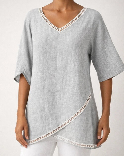 New Women's 3D Printed V-Neck Nine Sleeve Loose Shirt | JRSEE:d2f03952-2d01-4dfc-96f4-d8ca53739cfa