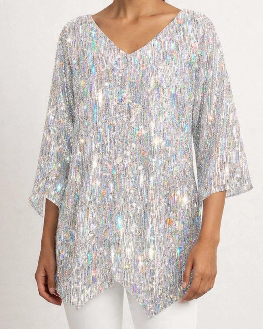 New Women's 3D Printed V-Neck Nine Sleeve Loose Shirt | JRSEE:e2026896-7748-4b39-b0a6-72b9e56c3029