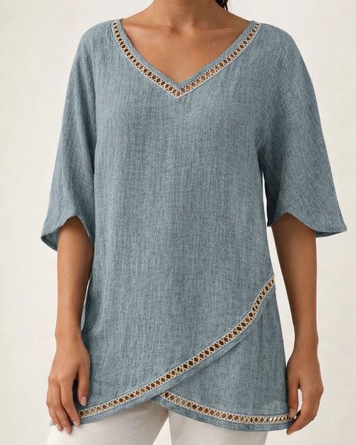 New Women's 3D Printed V-Neck Nine Sleeve Loose Shirt | JRSEE:ad71739e-a753-41ca-9fd3-e900983f1560