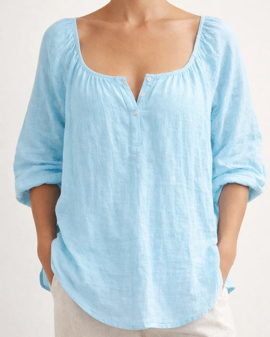 New Women's Casual V-neck Long-sleeve Loose-fit Solid-color Shirt | JRSEE:8cd2713a-dc6d-439a-94fc-172ea057258a