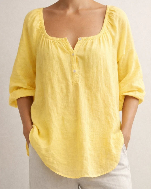 New Women's Casual V-neck Long-sleeve Loose-fit Solid-color Shirt | JRSEE:ab7668b1-2351-46bb-8cf3-625c81209323
