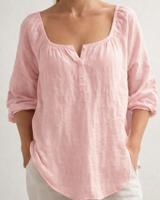 New Women's Casual V-neck Long-sleeve Loose-fit Solid-color Shirt | JRSEE:dfd74508-2c79-482a-a8ea-20ed5d3e21ee