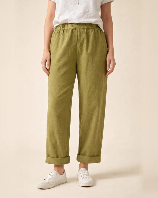 New Women's Cotton and Linen Pants Solid Color Casual Elastic High Waist Straight Pants | JRSEE:d7918d39-35bb-4aa0-a505-24e99e4b44c1
