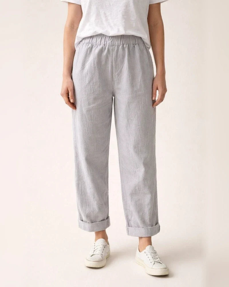 New Women's Cotton and Linen Pants Solid Color Casual Elastic High Waist Straight Pants | JRSEE:5a83fca8-5c3c-404a-b0e1-288bee360597