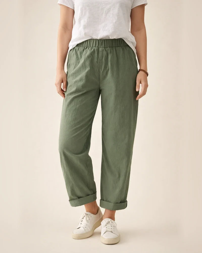 New Women's Cotton and Linen Pants Solid Color Casual Elastic High Waist Straight Pants | JRSEE:85025552-a5ab-444d-a66d-acc87647ce9f