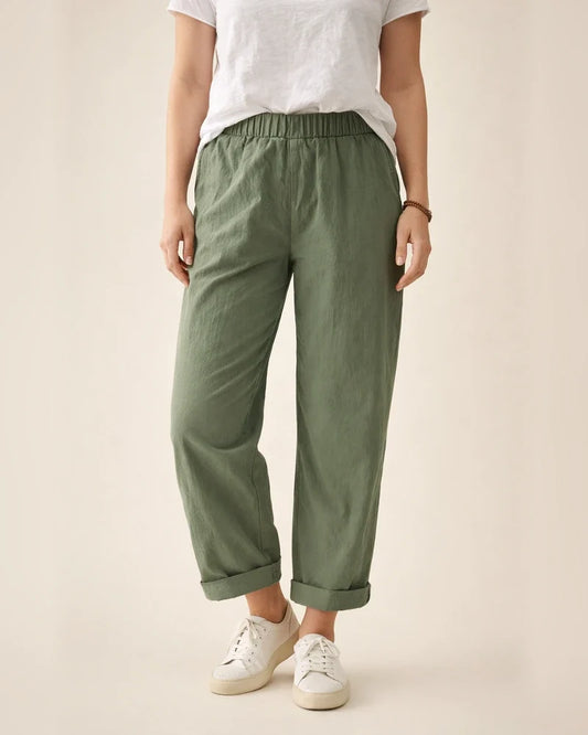 New Women's Cotton and Linen Pants Solid Color Casual Elastic High Waist Straight Pants | JRSEE:85025552-a5ab-444d-a66d-acc87647ce9f