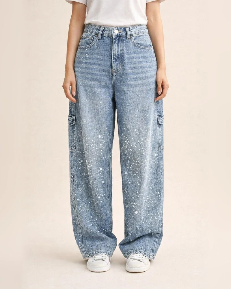 New Women's Fashion Starry Rhinestone Jeans Casual Long Pants | JRSEE:baeba768-8374-4bcd-bfdd-e2f5e13a2a9e