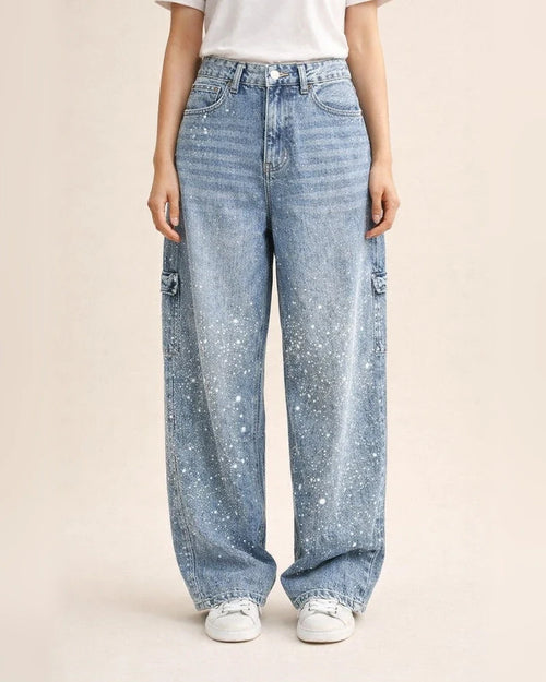 New Women's Fashion Starry Rhinestone Jeans Casual Long Pants | JRSEE:baeba768-8374-4bcd-bfdd-e2f5e13a2a9e