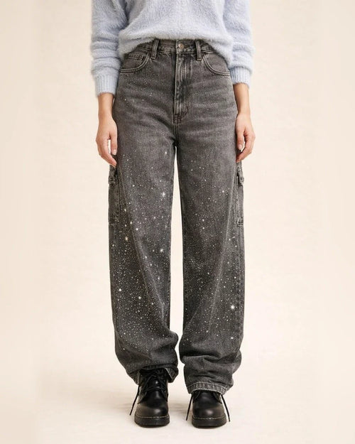 New Women's Fashion Starry Rhinestone Jeans Casual Long Pants | JRSEE:04a94548-d44e-4e65-b899-f3cec9add21b