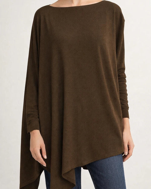 New Women's Long-sleeved Irregular Solid Color Pullover T-shirt Casual Loose Tops Eight Colors Plus Size | JRSEE:bebab435-6e49-433f-bf51-b8f822298413