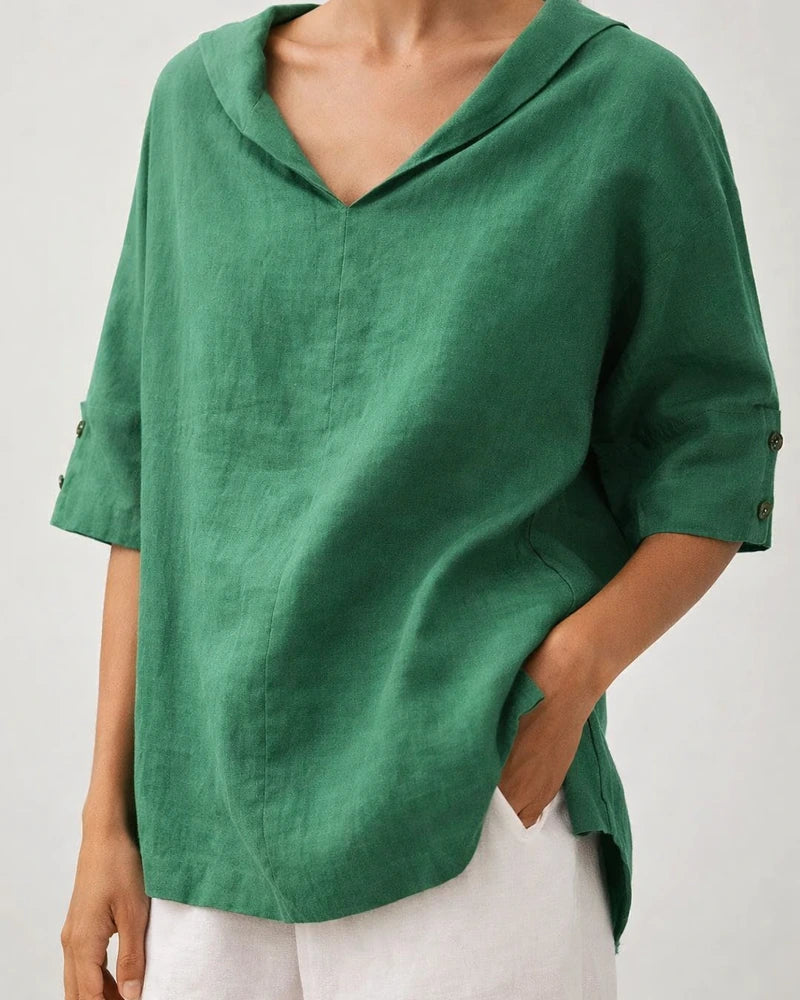 New Women's Solid Color Cotton Linen Loose Hooded Top Solid Color Casual T-shirt | JRSEE:96cf310e-9b2a-4739-b3a4-990c6963be36