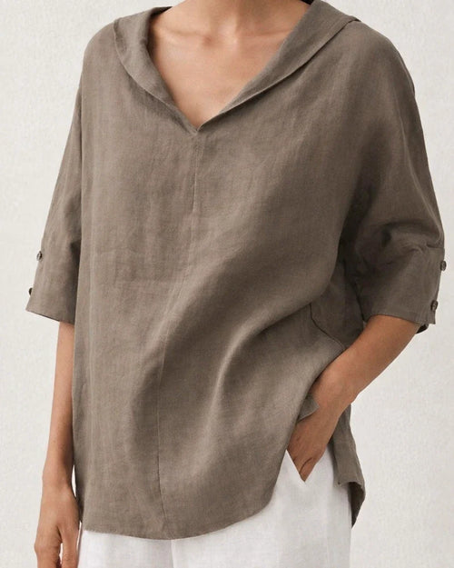 New Women's Solid Color Cotton Linen Loose Hooded Top Solid Color Casual T-shirt | JRSEE:3329baf0-899f-41ca-b2cf-71eeafbe46ad