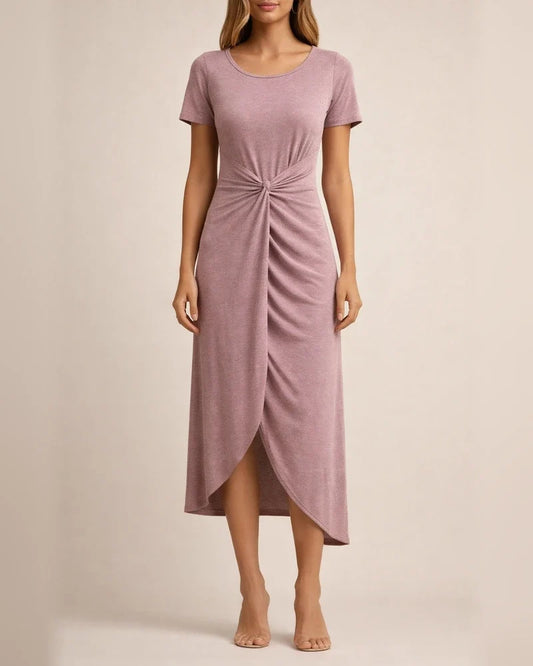 New Women's Solid-color Short-sleeved Dresses Summer Fashion Pleated Irregular Dresses | JRSEE:36e7010d-52f3-40e2-9b05-48dc53113e50