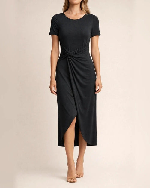 New Women's Solid-color Short-sleeved Dresses Summer Fashion Pleated Irregular Dresses | JRSEE:e6b92515-ddc2-4d57-b453-b8e49fb0a377