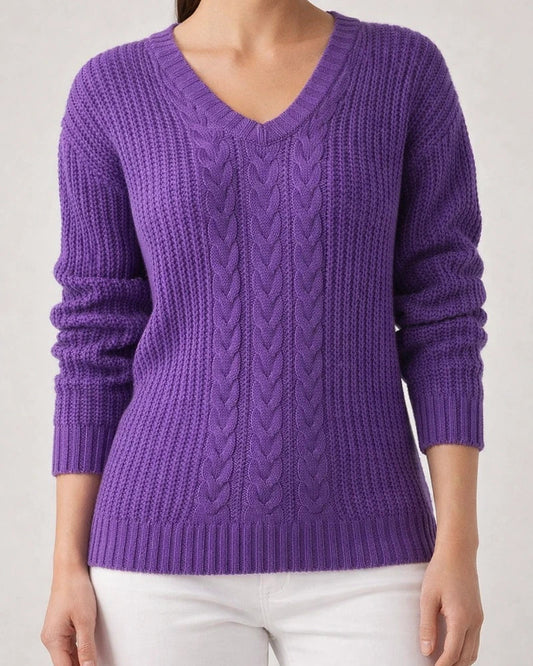 New Women's Sweater Women's Long-sleeved V-neck Solid Color Twist Casual Knitted Sweater | JRSEE:0d141712-fce5-4d1b-b0c3-1ca9f17f88fb