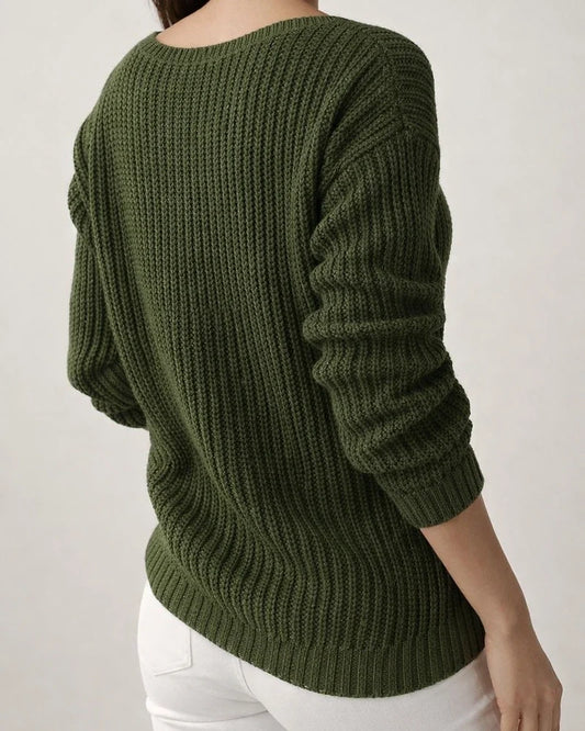 New Women's Sweater Women's Long-sleeved V-neck Solid Color Twist Casual Knitted Sweater | JRSEE:d5210aba-d744-4507-a856-1b03b7b40ccb