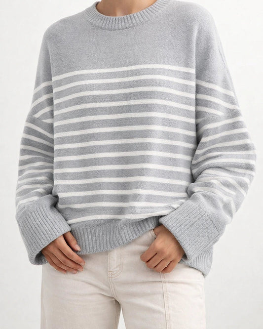 New Women's Sweater Women's Round Neck in Autumn and Winter Loose Striped Sweater | JRSEE:87923f27-c750-4de0-8c71-704324f461fc