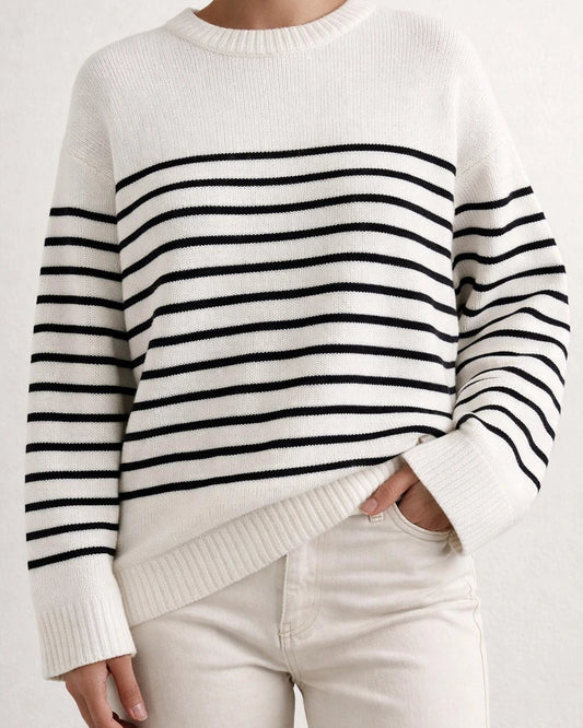 New Women's Sweater Women's Round Neck in Autumn and Winter Loose Striped Sweater | JRSEE:583ce3c4-34ba-469e-93b2-bb9d8de5369a