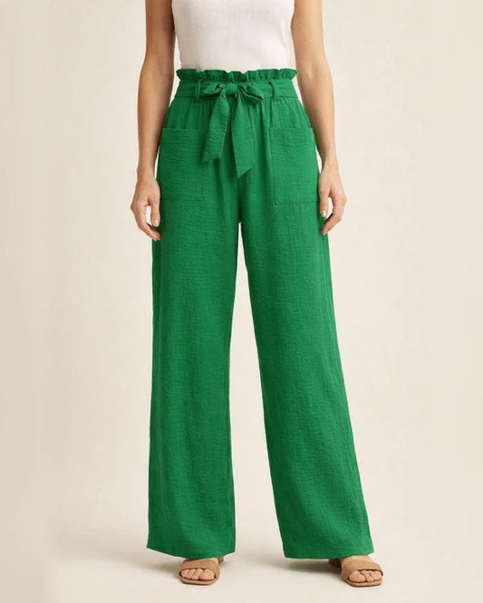New Women's Wide-legged Casual Pants High Waist Adjustable Tie Knot Loose Pants | JRSEE:d877d155-fd6a-4105-ae95-1bf427b9d010