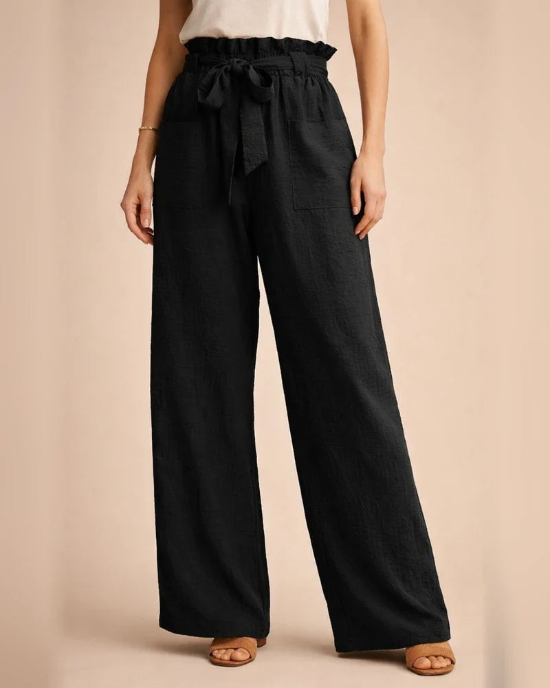 New Women's Wide-legged Casual Pants High Waist Adjustable Tie Knot Loose Pants | JRSEE:f5e0f7a5-e159-4198-b3ae-0f94a262c2e2