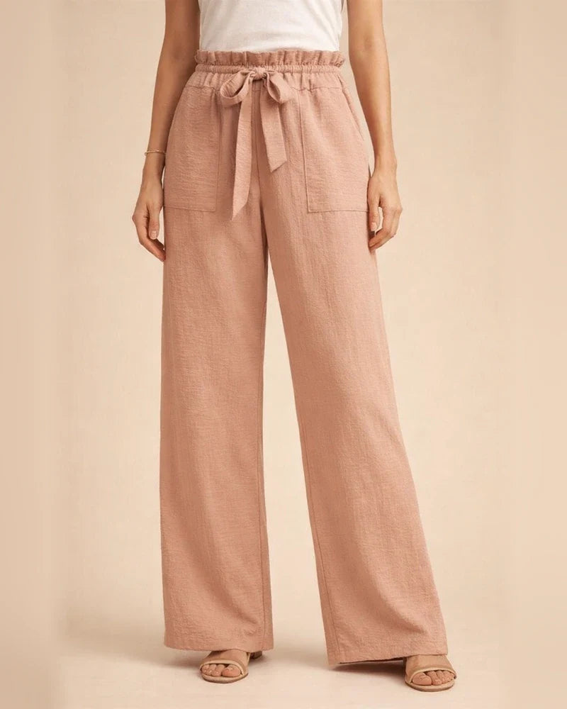 New Women's Wide-legged Casual Pants High Waist Adjustable Tie Knot Loose Pants | JRSEE:5538f725-cb04-4679-a5c7-7b8b8ebf7f3b