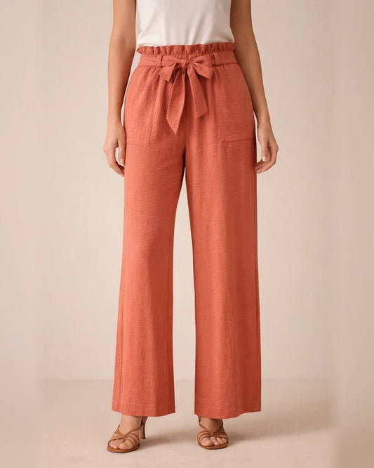 New Women's Wide-legged Casual Pants High Waist Adjustable Tie Knot Loose Pants | JRSEE:2de6e69c-e61b-4b2b-a74e-215d6fdfd423