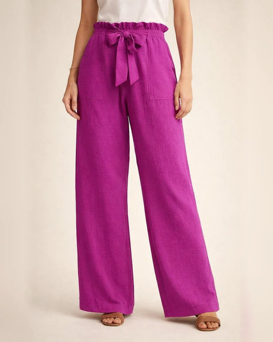 New Women's Wide-legged Casual Pants High Waist Adjustable Tie Knot Loose Pants | JRSEE:71a9a813-6982-4067-907b-c7a4cfaca4d5