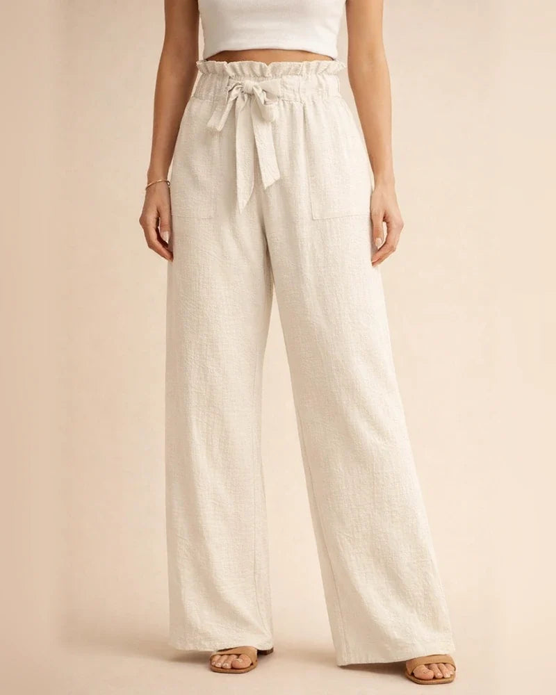 New Women's Wide-legged Casual Pants High Waist Adjustable Tie Knot Loose Pants | JRSEE:7cea3a2d-8dde-498f-aa2a-d6d912c917af