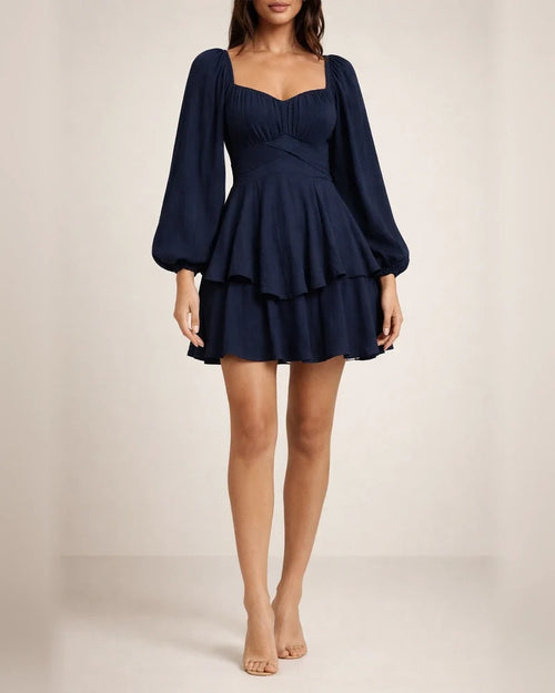 One-piece Dress Solid Color Women's Fashion Spring and Summer Clothes Square Neck Lantern Long Sleeve Ruffle Shorts Casual Dress Pants | JRSEE:8d41e4fe-c57b-4c4c-ab88-7e256e15a020