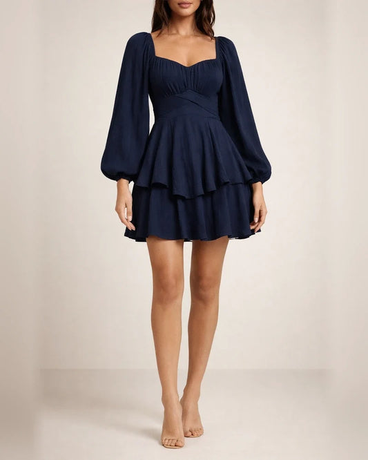 One-piece Dress Solid Color Women's Fashion Spring and Summer Clothes Square Neck Lantern Long Sleeve Ruffle Shorts Casual Dress Pants | JRSEE:8d41e4fe-c57b-4c4c-ab88-7e256e15a020
