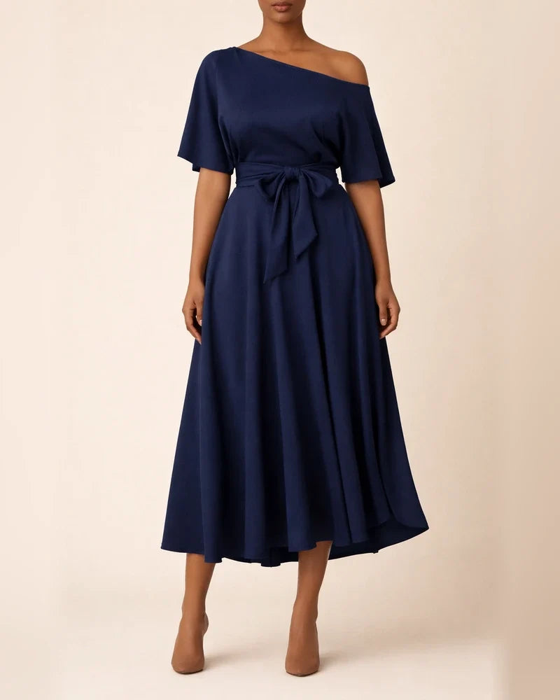 One Shoulder Lace Up Waist Length Dress White Dresses | JRSEE:9600a770-0f32-4ade-b52f-b1190ef979d2
