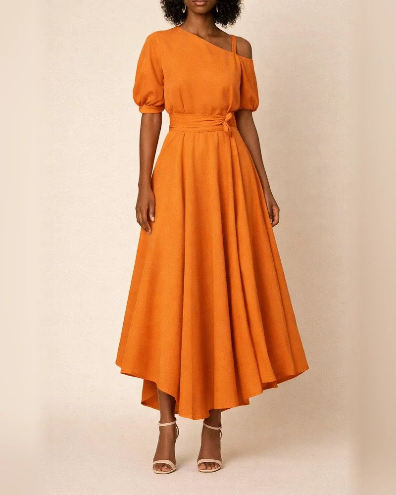 One Shoulder Lace Up Waist Length Dress White Dresses | JRSEE:9121f096-aae6-43c5-a699-d2ba91c19cdf