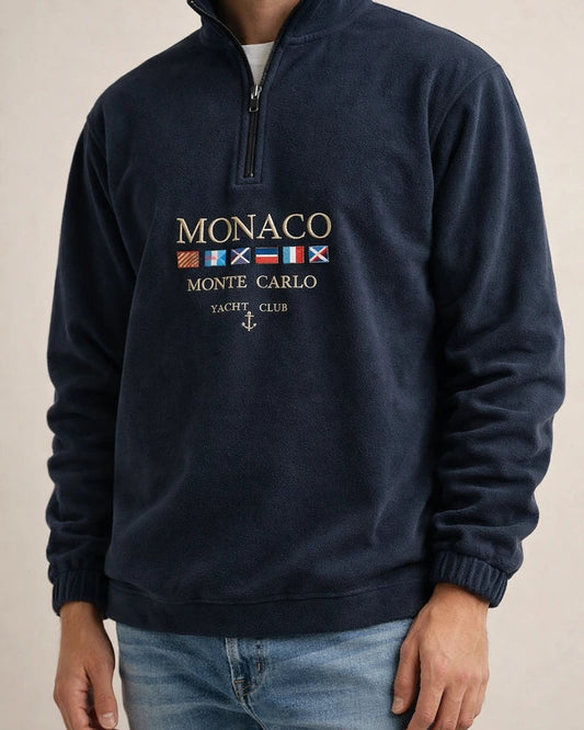 Padded Stand-up Collar Letters Embroidery Long Sleeve Thickened Loose Pullover Casual Men's Zipper Shaker Sweater | JRSEE:ab2658db-94c4-49e0-b1db-e59b04715d1c