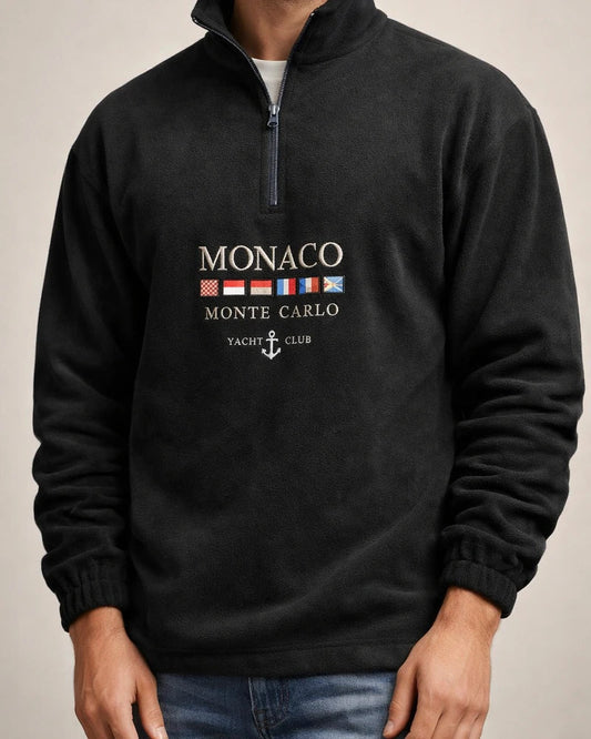 Padded Stand-up Collar Letters Embroidery Long Sleeve Thickened Loose Pullover Casual Men's Zipper Shaker Sweater | JRSEE:dbaf4278-2441-416a-933f-472b266a7455