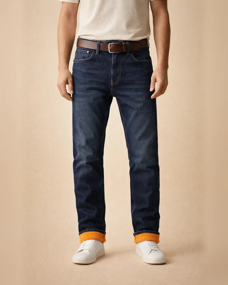 Plus Size Men's Winter Fleece-Lined Thermal Jeans Straight Leg Slim Fit Thickened Men's Denim Pants | JRSEE:7bf89e32-9f67-4de6-bf44-25402fc166c7