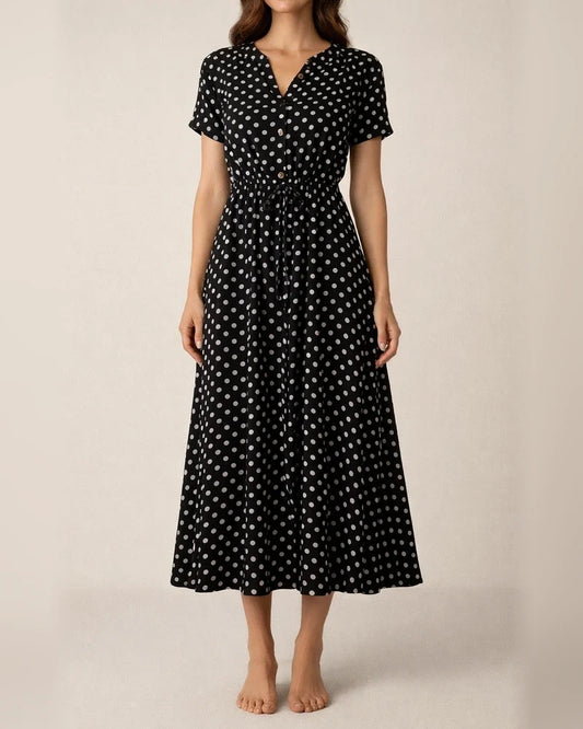Polka Dot Dress Summer New Mori Female Hundred with Shirt Collar Hem Skirt | JRSEE:c9b19a31-f646-4bcf-974f-cae0708ed833