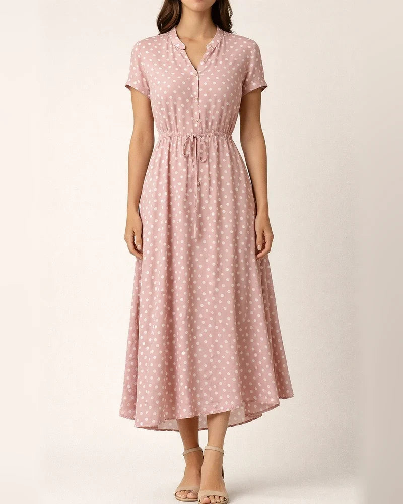 Polka Dot Dress Summer New Mori Female Hundred with Shirt Collar Hem Skirt | JRSEE:ee6f7459-37e4-417d-9dcb-c1f559460649