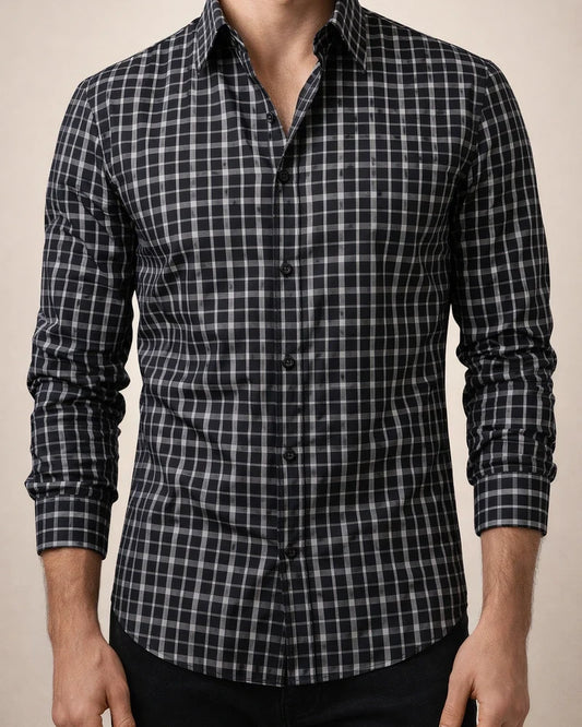 Printed Plaid Long-Sleeve Spread Collar Men's Shirt Casual Shirt | JRSEE:fe6a5f01-0e0f-4985-bf77-97ff1876aac6