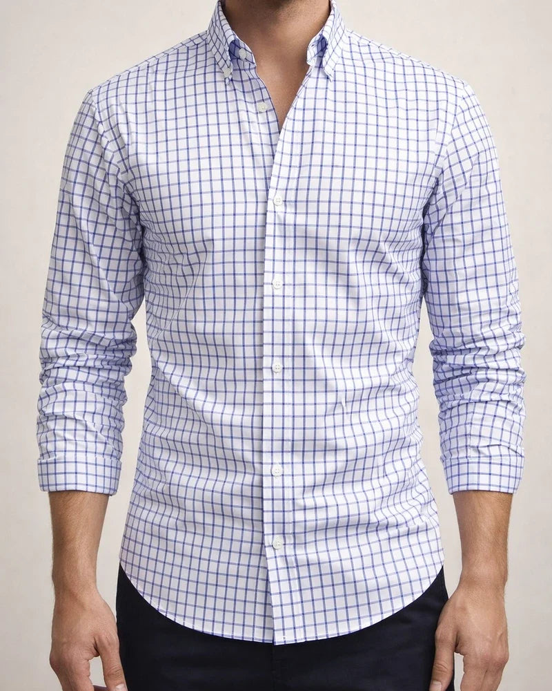 Printed Plaid Long-Sleeve Spread Collar Men's Shirt Casual Shirt | JRSEE:0960eb54-2fcd-43cd-a5f6-b50611182152
